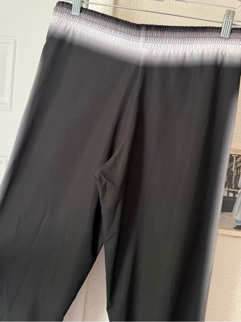 Fal-Ash Black White Straight Leg Pull On Elastic Drawstring Waist Pants — image 4 of 7